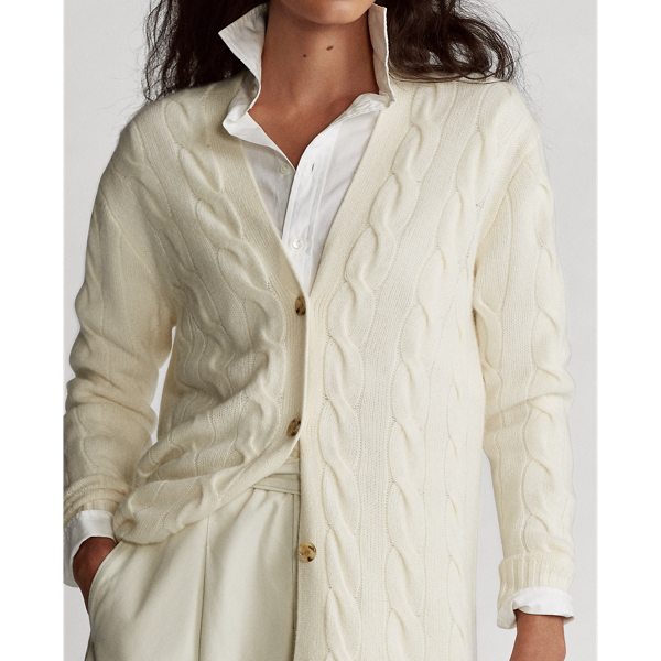 Cream Cable-Knit Cashmere Cardigan Polo Ralph Lauren 6