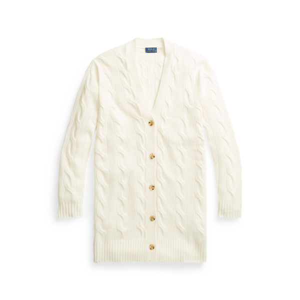 Cream Cable-Knit Cashmere Cardigan Polo Ralph Lauren 2