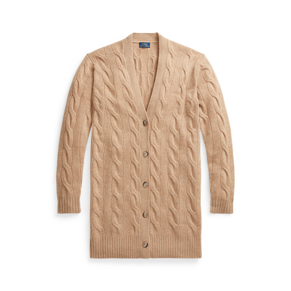 Caf&eacute; Cream Heather Cable-Knit Cashmere Cardigan Polo Ralph Lauren 2