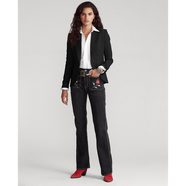 Black Stretch Wool One-Button Blazer Polo Ralph Lauren 3