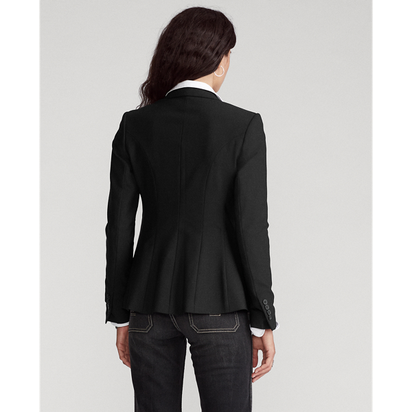 Black Stretch Wool One-Button Blazer Polo Ralph Lauren 4