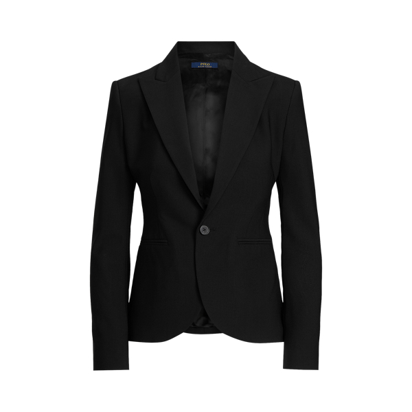 Black Stretch Wool One-Button Blazer Polo Ralph Lauren 2