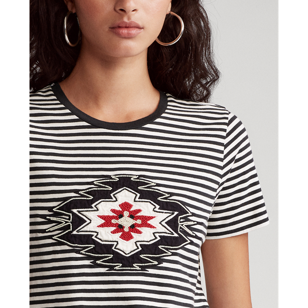 Pebble Black/Nevis Beaded Cotton Tee Polo Ralph Lauren 5