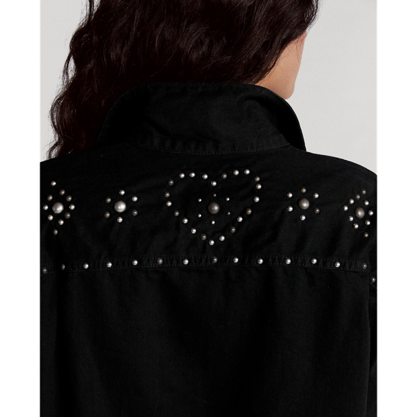 Black Studded Studded Denim Trucker Jacket Polo Ralph Lauren 7