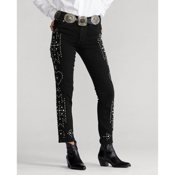 Black Studded Callen High-Rise Slim Jean Polo Ralph Lauren 4