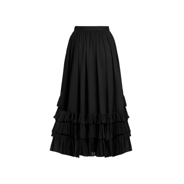 Black Ruffle-Trim Cotton Voile Skirt Polo Ralph Lauren 7