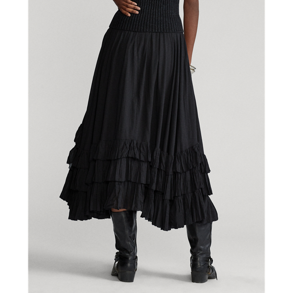 Black Ruffle-Trim Cotton Voile Skirt Polo Ralph Lauren 5