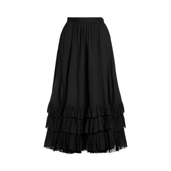 Black Ruffle-Trim Cotton Voile Skirt Polo Ralph Lauren 2