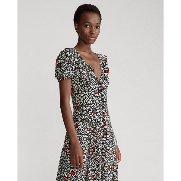 Poppy Field Floral Floral Crepe Dress Polo Ralph Lauren 4