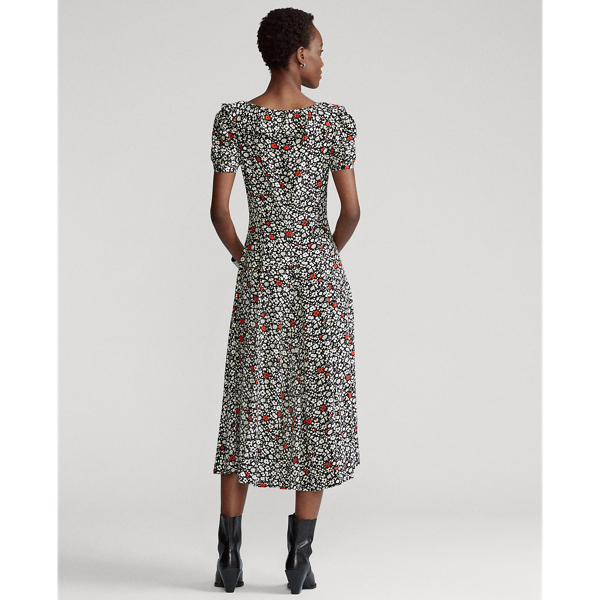 Poppy Field Floral Floral Crepe Dress Polo Ralph Lauren 6
