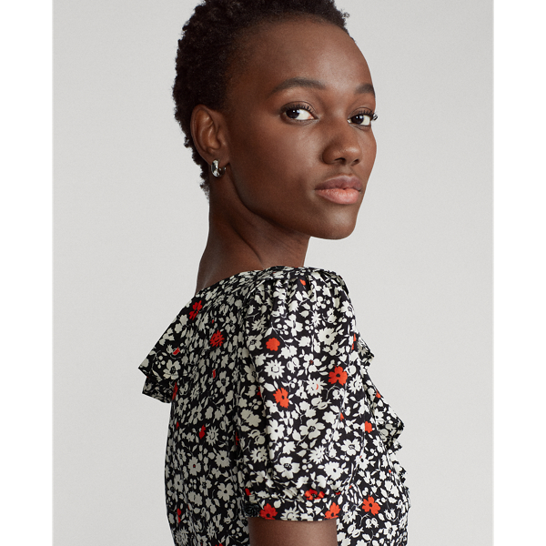 Poppy Field Floral Floral Crepe Dress Polo Ralph Lauren 7