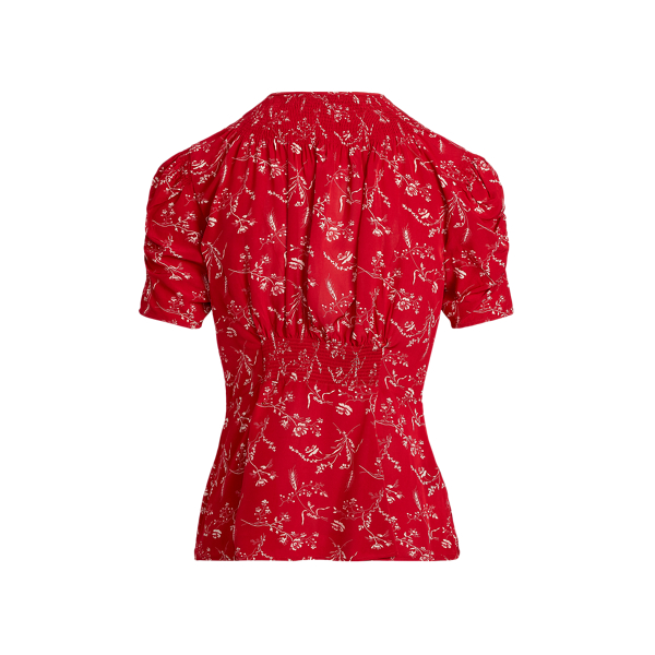 Tender Red Floral Floral Crepe Blouse Polo Ralph Lauren 6