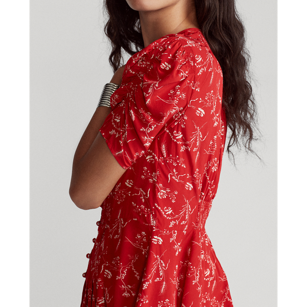 Tender Red Floral Floral Crepe Blouse Polo Ralph Lauren 5