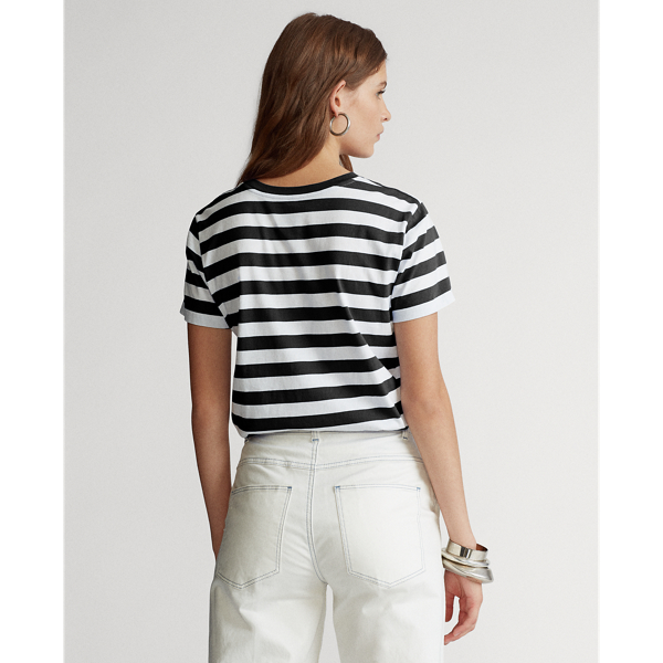 White/ Polo Black Striped Cotton Jersey Tee Polo Ralph Lauren 4