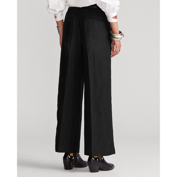Black Linen Wide-Leg Trouser Polo Ralph Lauren 4
