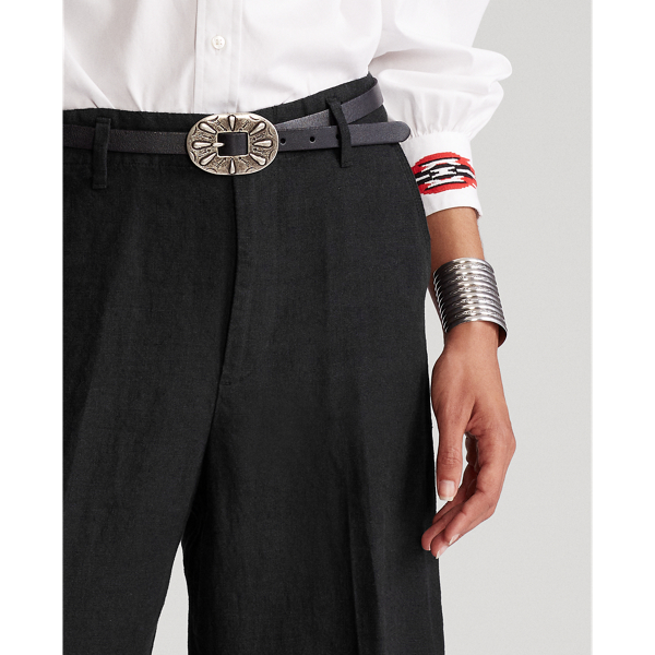 Black Linen Wide-Leg Trouser Polo Ralph Lauren 5