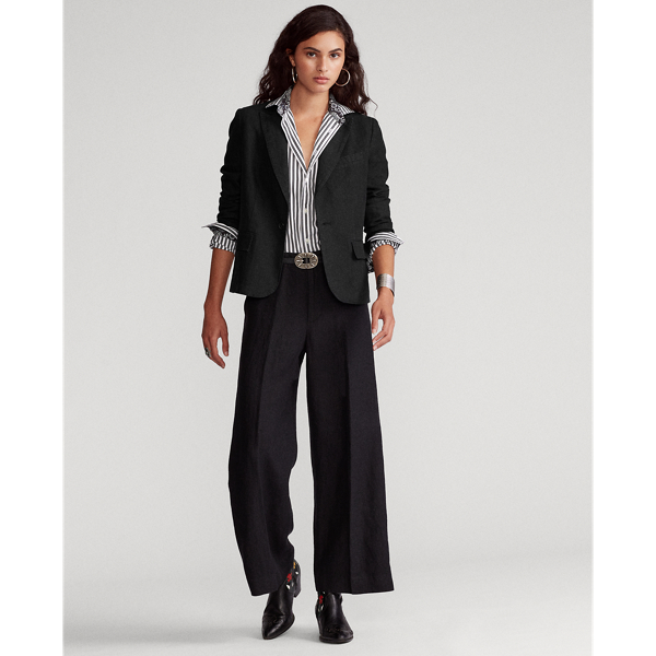 Black Linen One-Button Blazer Polo Ralph Lauren 4