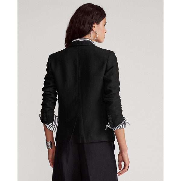 Black Linen One-Button Blazer Polo Ralph Lauren 5