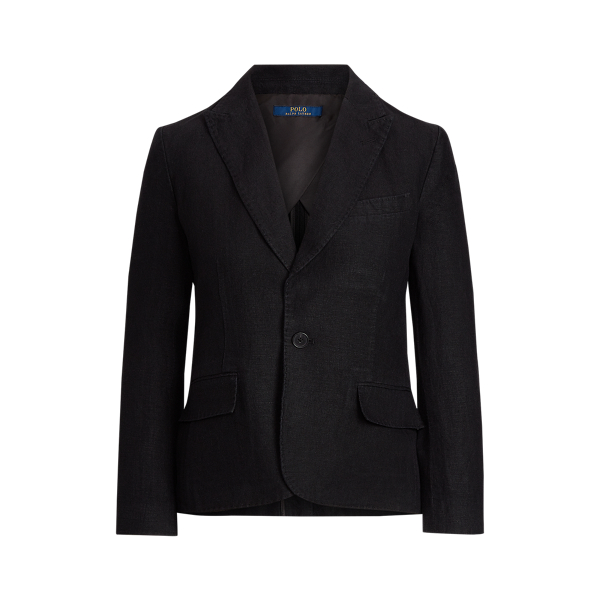 Black Linen One-Button Blazer Polo Ralph Lauren 2