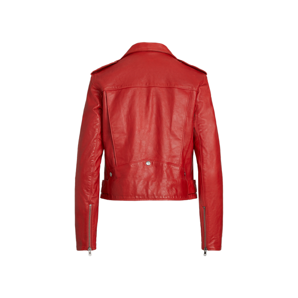Faded Red Sheepskin Moto Jacket Polo Ralph Lauren 7