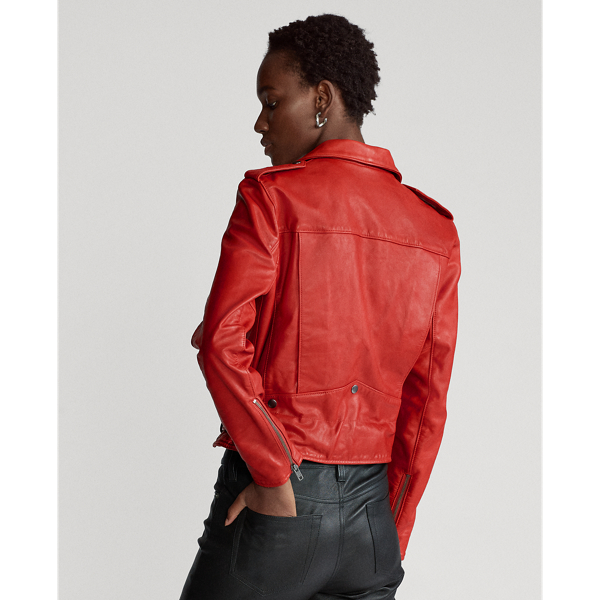 Faded Red Sheepskin Moto Jacket Polo Ralph Lauren 5