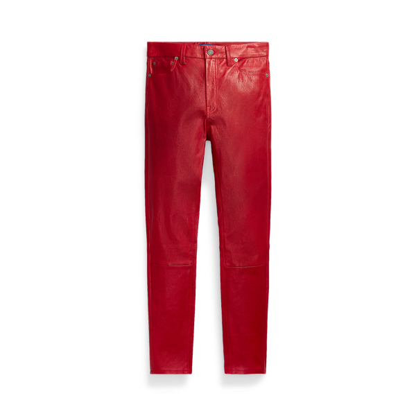 Park Avenue Red Leather Skinny Trouser Polo Ralph Lauren 2