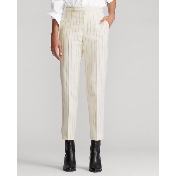 Cream/Black Pinstripe Striped Cotton-Blend Trousers Polo Ralph Lauren 3
