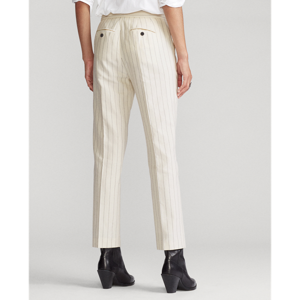 Cream/Black Pinstripe Striped Cotton-Blend Trousers Polo Ralph Lauren 5