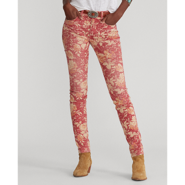Skinny-Jeans Tompkins Polo Ralph Lauren in Rot/Neutral mit Blumen 4