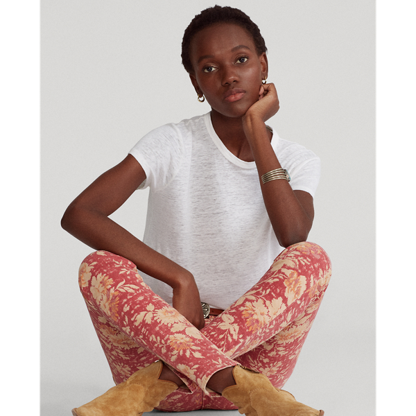 Skinny-Jeans Tompkins Polo Ralph Lauren in Rot/Neutral mit Blumen 7