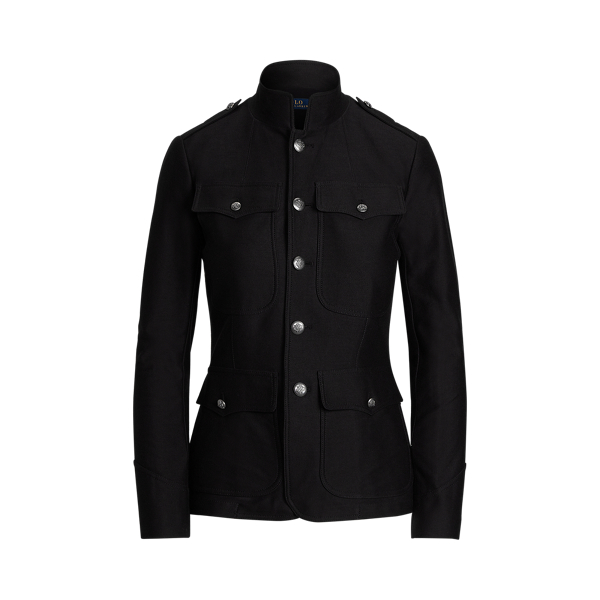 Black Stretch Cotton Blazer Polo Ralph Lauren 2