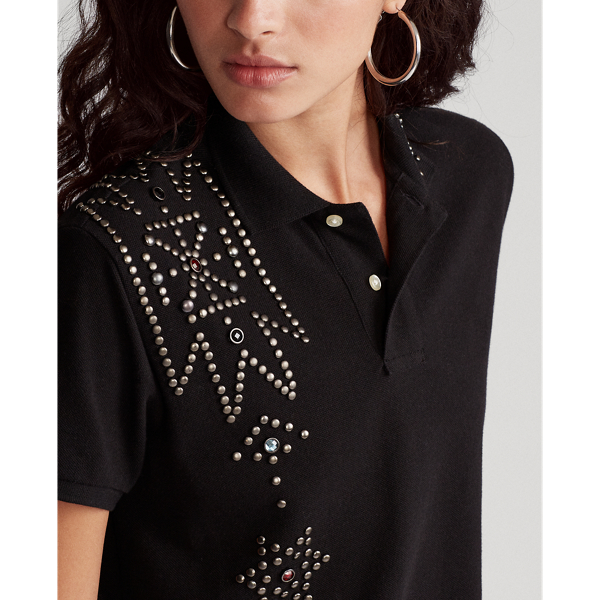 Pebble Black Classic Fit Rhinestone Polo Polo Ralph Lauren 5