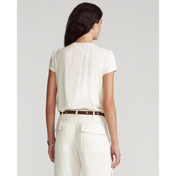 Antique Cream Lace-Trim Cotton Tee Polo Ralph Lauren 4