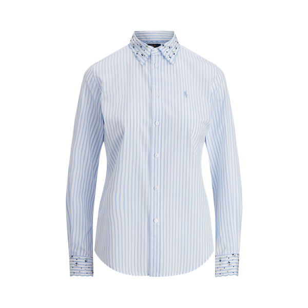 White/Blue Embroidered Cotton Shirt Polo Ralph Lauren 2