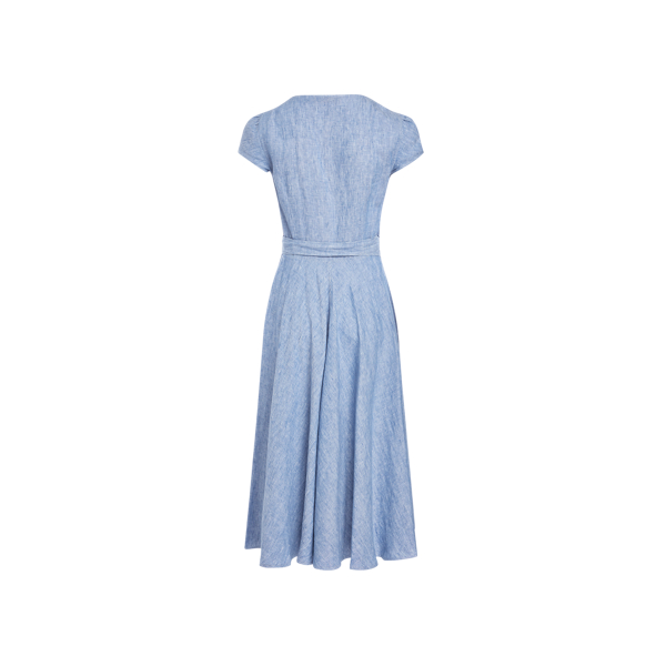 Indigo Sky Linen Short-Sleeve Wrap Dress Polo Ralph Lauren 8