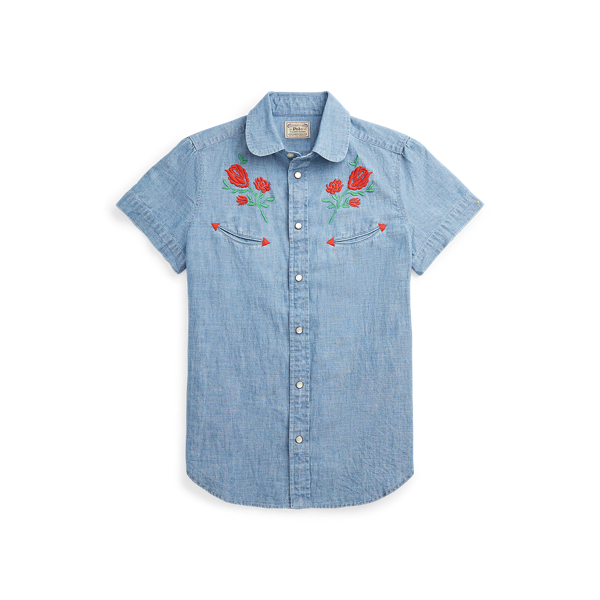 Country Blue Embroidered Cotton Shirt Polo Ralph Lauren 2