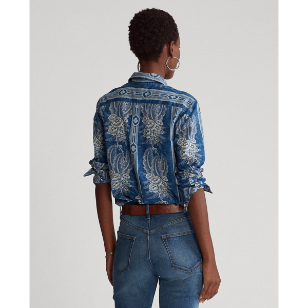 Midnight Blue Floral Floral Cotton Shirt Polo Ralph Lauren 5