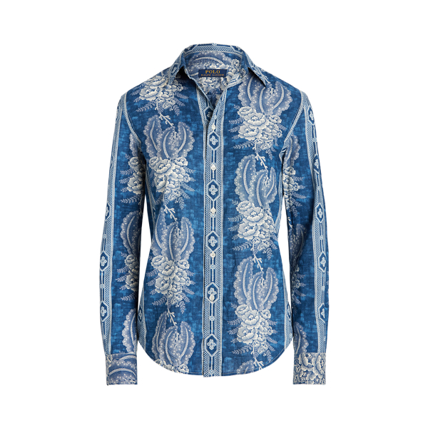 Midnight Blue Floral Floral Cotton Shirt Polo Ralph Lauren 2