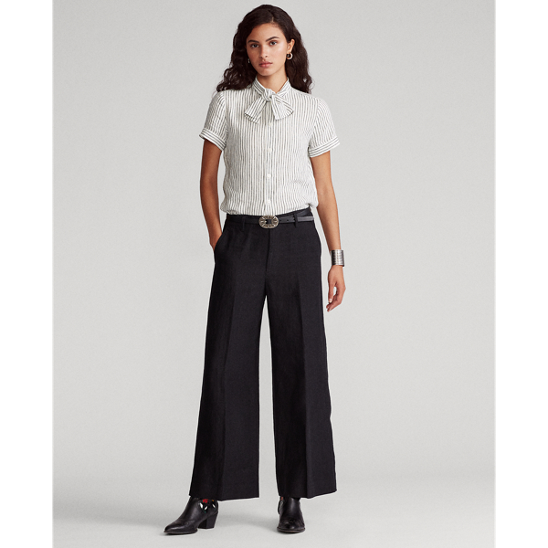 Nevis/Polo Black Linen Tie-Neck Shirt Polo Ralph Lauren 3