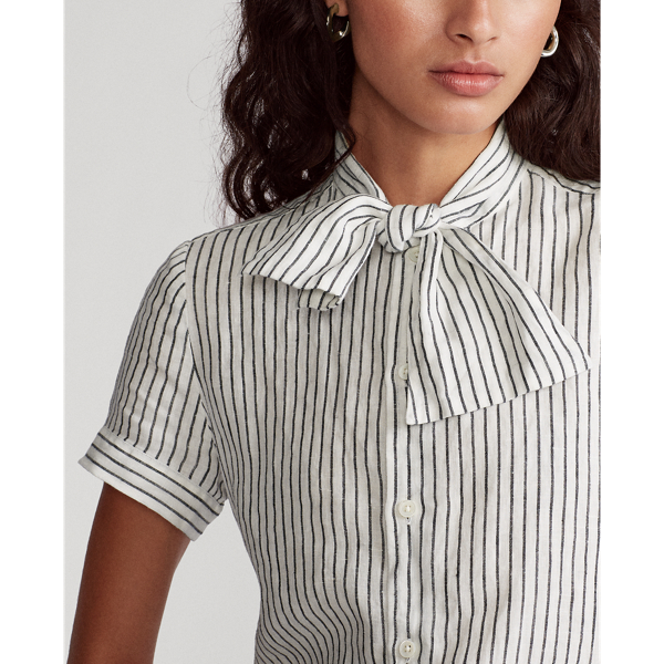 Nevis/Polo Black Linen Tie-Neck Shirt Polo Ralph Lauren 5