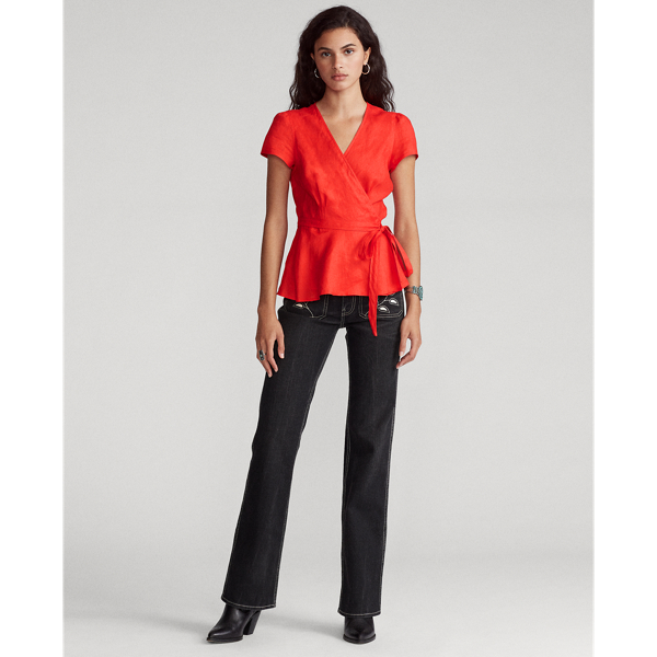 Petal Rose Linen Wrap Blouse Polo Ralph Lauren 3