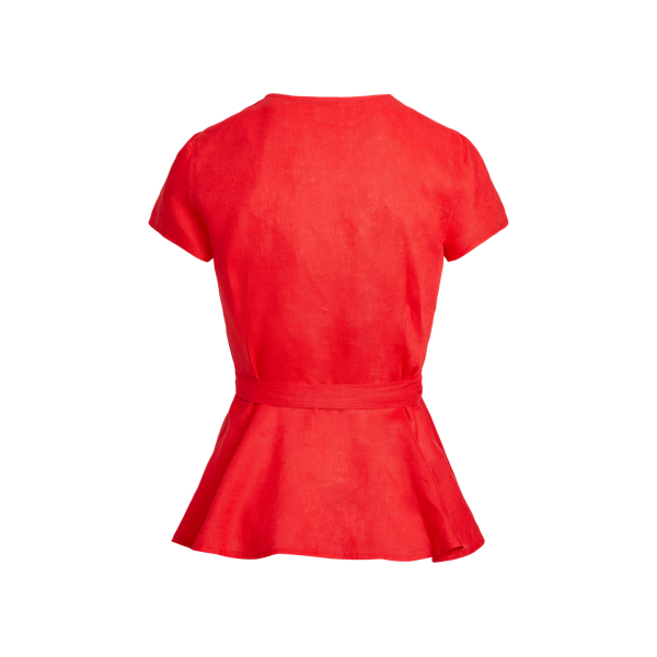 Petal Rose Linen Wrap Blouse Polo Ralph Lauren 6