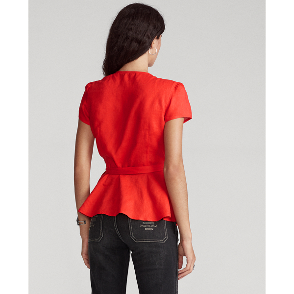 Petal Rose Linen Wrap Blouse Polo Ralph Lauren 4
