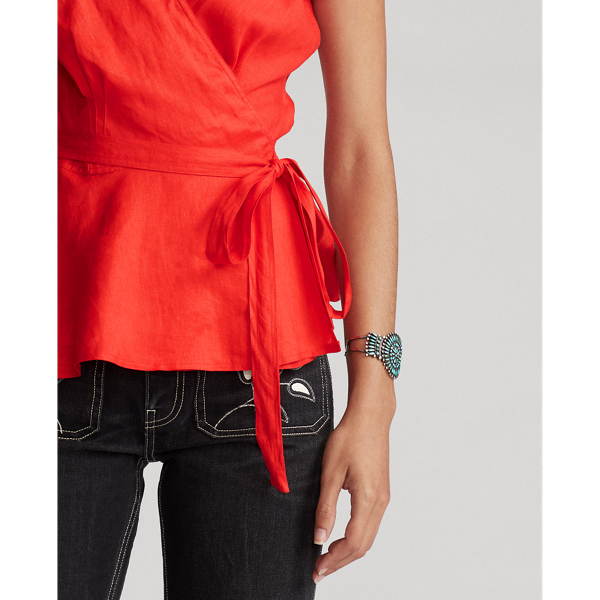Petal Rose Linen Wrap Blouse Polo Ralph Lauren 5