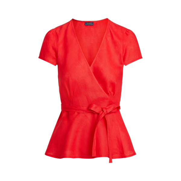 Petal Rose Linen Wrap Blouse Polo Ralph Lauren 2