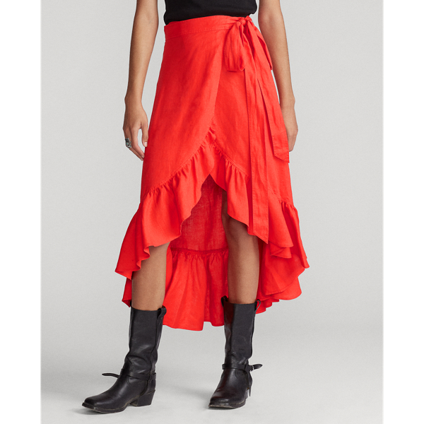 Petal Rose Linen Wrap Skirt Polo Ralph Lauren 4