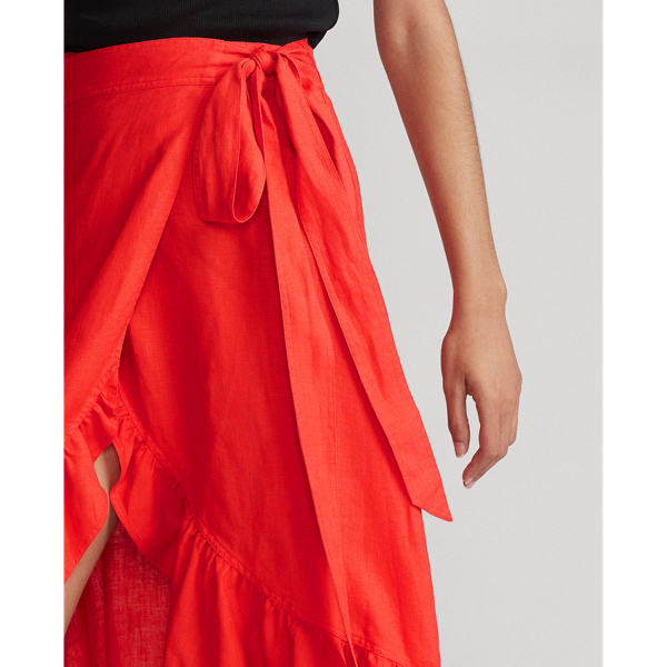 Petal Rose Linen Wrap Skirt Polo Ralph Lauren 6