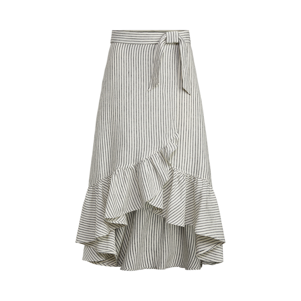 Nevis/Polo Black Striped Linen Wrap Skirt Polo Ralph Lauren 2