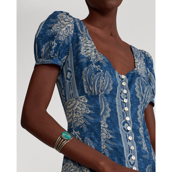 Midnight Blue Floral Floral Cotton Dress Polo Ralph Lauren 6