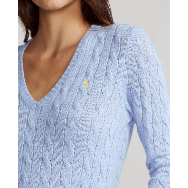 Light Blue Heather Cable Wool-Cashmere Jumper Polo Ralph Lauren 6